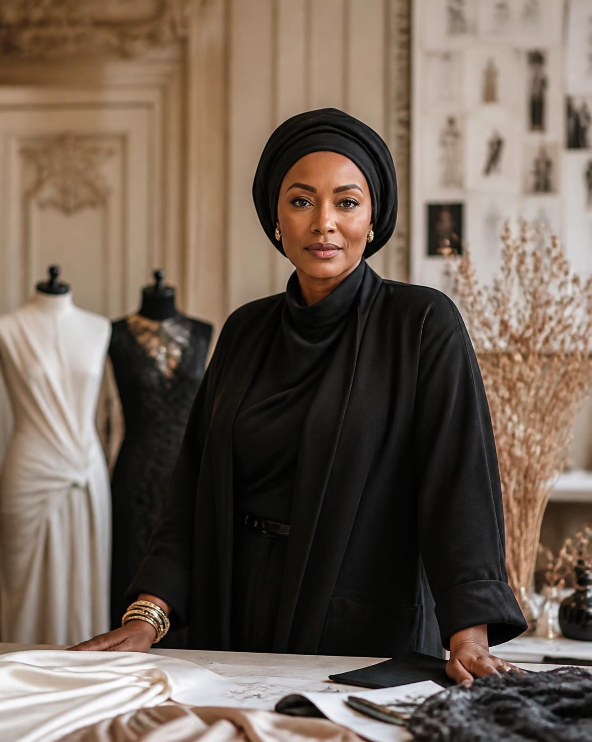 Portrait representing Nada in her Paris atelier